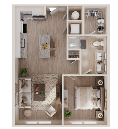 A1A- One Bed / One Bath. 4th Floor. No Balcony. The Easley. Rock Hill, SC.